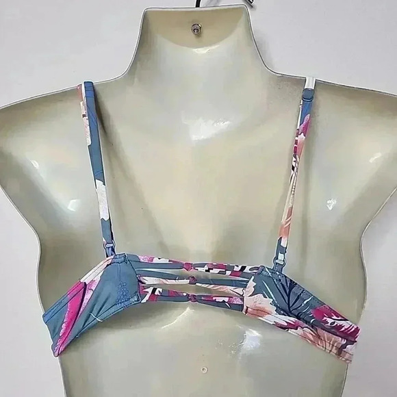 ROXY Bikini Top Small‎ Green Floral Tropical Beach Classics Resort Swim summer - Picture 2 of 6